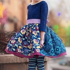 Persnickety Blue And Yellow Floral Double Dutch Cassie Tunic Size 3-6 Months